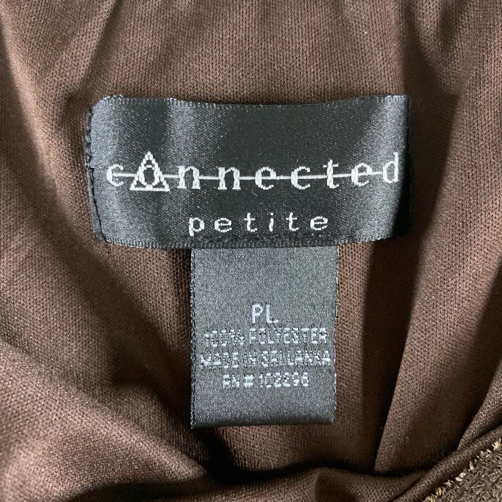 Womens Geometric Flounce Midi‎ Skirt Sz LP Brown Y2K Boho Office Chiffon Fairy - Picture 7 of 10